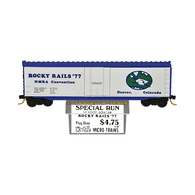 Kadee Micro-Trains Special Run NSC 77-03 Rocky Rails 77 NMRA Convention 50' Steel Single Plug Door Boxcar without Roofwalk