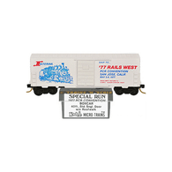 Kadee Micro-Trains Special Run NSC 77-04 INTERAIL 77 Rails West 40' Steel Single Sliding Door Boxcar without Roofwalk