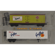 Micro-Trains Line Special Run NSC 94-43 Griffin Foods 85th Anniversary 40' Wood Sheathed Ice Reefer Car and 48' Fruehauf Van Trailer Set