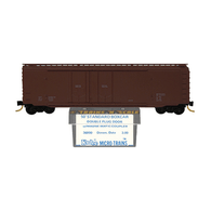 Kadee Micro-Trains 36000 Unlettered 50' Steel Double Plug Door Boxcar - 01/74 Release With Light Brown Paint, Dimensional Data, and Blue Printed Insert Label