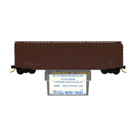 Kadee Micro-Trains 32000 Unlettered With Dimensional Data 50' Steel Single Plug Door Boxcar - 11/74 Release With Blue Printed Insert Label