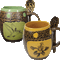 The Columbine/Humming Bird set comes with 2 each ash glazed mugs with spoons. Each mug holds 14 oz. 
Box Set Colors includes: Avocado Green, Blue, Coral, Yellow
Always Azul mugs are available in several decal options.
Please call to check availability of current designer decals for Box Sets. 