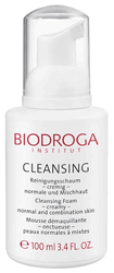 Skin Type: Normal/Combination.

Biodroga Cleansing Foam Creamy Description:
Don't let your skin be left with a dry, taut feeling. This rich, cleansing foam was created to gently and thoroughly removes make-up and skin secretions while soothing mild irritations. Your skin is left immaculately pure and fresh as dew. 

Biodroga Cleansing Foam Creamy Features & Benefits:
Gently and thoroughly removes make-up and skin secretions.
Calms mild skin irritations.
Leaves behind no residue, skin is left immaculately pure.
Allows skin to breathe without causing a dry, taut feeling.
How To Use Biodroga Cleansing Foam Creamy:
Build up a lather in the palm of your hand with a small amount of cleansing foam and water. Distribute over face, neck and decolletage and massage in gently. Rinse off with lots of water.

Biodroga Cleansing Foam Creamy Ingredients: 
Water (Aqua), Potassium Myristate, Glycerin, Potassium Laurate, Sodium Methyl Cocoyl Taurate, Sodium Lauroyl Sarcosinate, Beeswax (Cera Alba), Myristic Acid, Lauric Acid, PEG-30 Glyceryl Stearate, Glyceryl Stearate SE, PEG-150 Distearate, Polyglyceryl-3 Oleate, Phenoxyethanol, Poloxamer 407, Alpha-Glucan Oligosaccharide, Fragrance (Parfum), Simethicone, Methylparaben, Propylparaben.