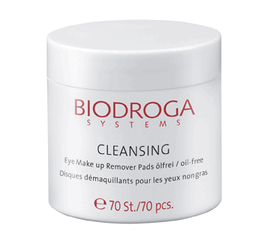 Skin Type: All.

Biodroga Eye Make-Up Remover Pads Description:
Biodroga Eye Make-Up Remover Pads quickly and gently removes eye makeup. Oil-free pads. Modern, hygienic and practical - even while traveling. Ideally suited for contact-lens wearers. 

Biodroga Eye Make-Up Remover Pads Features & Benefits:
Carefully removes make-up from even the more sensitive skin.
Ideal for traveling.
How To Use Biodroga Eye Make-Up Remover Pads:
Place on eyelids and lashes, press on gently, wait briefly, and then gently pull away towards the side hairline. 

Biodroga Eye Make-Up Remover Pads Ingredients:
BioEcolia (alpha-glucan oligosaccharide), Almond Oil (prunus dulcis), Licorice root extract (ammonium glycyrrhizate.