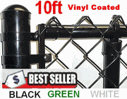 10 ft High Black & Green Coated Fence Kit includes All Top Rail, Line Posts 1-5/8" x 12 ft spaced at 10 ft, with all Hardware parts, ENTER TOTAL LINEAR FEET IN QTY. Price is per ft. Corner, End, Gate Posts and gates not included.
