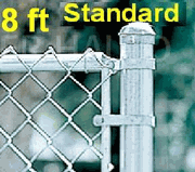 8ft tall Galvanized Standard Fence Kit, Plain or Barb Top. Includes:  Top Rail (1-5/8"), Mesh (2-1/4" x 11-1/2 gauge).  Line, Corner, End, Gate Posts and gates not included. Price below is per ft