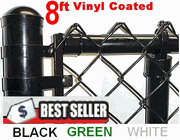 8ft Black & Green Coated Complete Fence Kit! includes All Line Posts (1-5/8" x 10.5ft spaced at 10ft) with hardware, All Top Rail (1-3/8"), Mesh (2" x 9 gauge), Price is per foot. ENTER TOTAL FEET IN QTY. Corner, End, Gate Posts & gates not included.