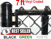 7 ft Black & Green Coated Complete Fence Kit! includes All Line Posts (1-5/8" x 9ft spaced at 10ft) with hardware, All Top Rail (1-3/8"), Mesh (2" x 9 gauge), Price is per foot. ENTER TOTAL FEET IN QTY. Corner, End, Gate Posts & gates not included.