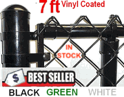 7 ft tall Black & Green Coated Complete Fence Kit! includes All Line Posts (1-5/8" x 9ft spaced at 10ft) with hardware, All Top Rail (1-3/8"), Mesh (2" x 9 gauge), Price is per foot. ENTER TOTAL FEET IN QTY. Corner, End, Gate Posts & gates not includ
