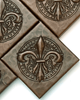 Ornate Fleur De Lis copper tile, 2x2