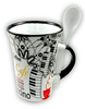 Cappuccino Mug with Spoon - Piano / White