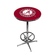 Alabama Crimson Tide Pub Table with Foot Ring Base and Crimson Background