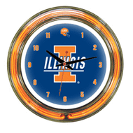Illinois Neon Wall Clock - 14"