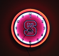 North Carolina State Neon Wall Clock - 18"