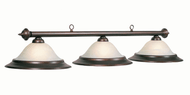 Alabaster Glass 3 Light Billiard Fixture with Oil Rubbed Bronze Bar & Rings by RAM