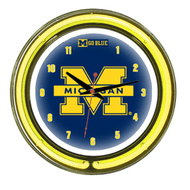 Michigan Neon Wall Clock - 14"