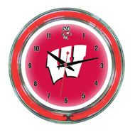 Wisconsin Neon Wall Clock - 14"
