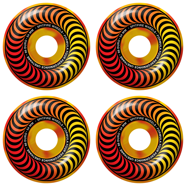 Spitfire Skateboard Wheels 54mm F4 99A Multi Swirl Classics Yellow/Red